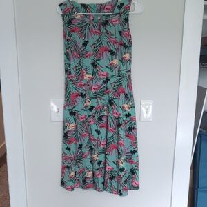 Tropical Print Sleeveless Dress